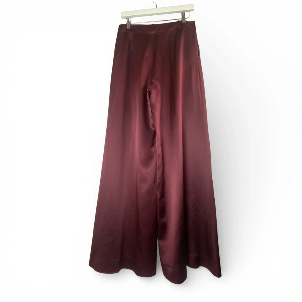 BANANA REPUBLIC Belay 100% Silk Wide-Leg Pant Trouser in Dark Cherry Red Size 6 - Picture 4 of 9